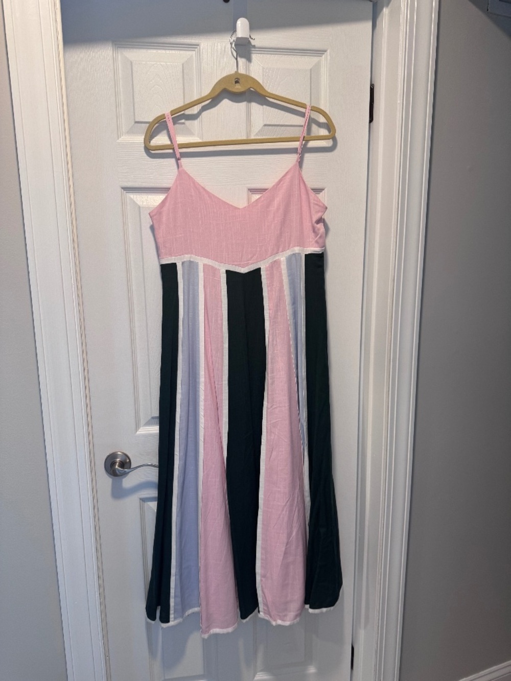 Tuckernuck Pink, Black & White Striped Midi Dress
